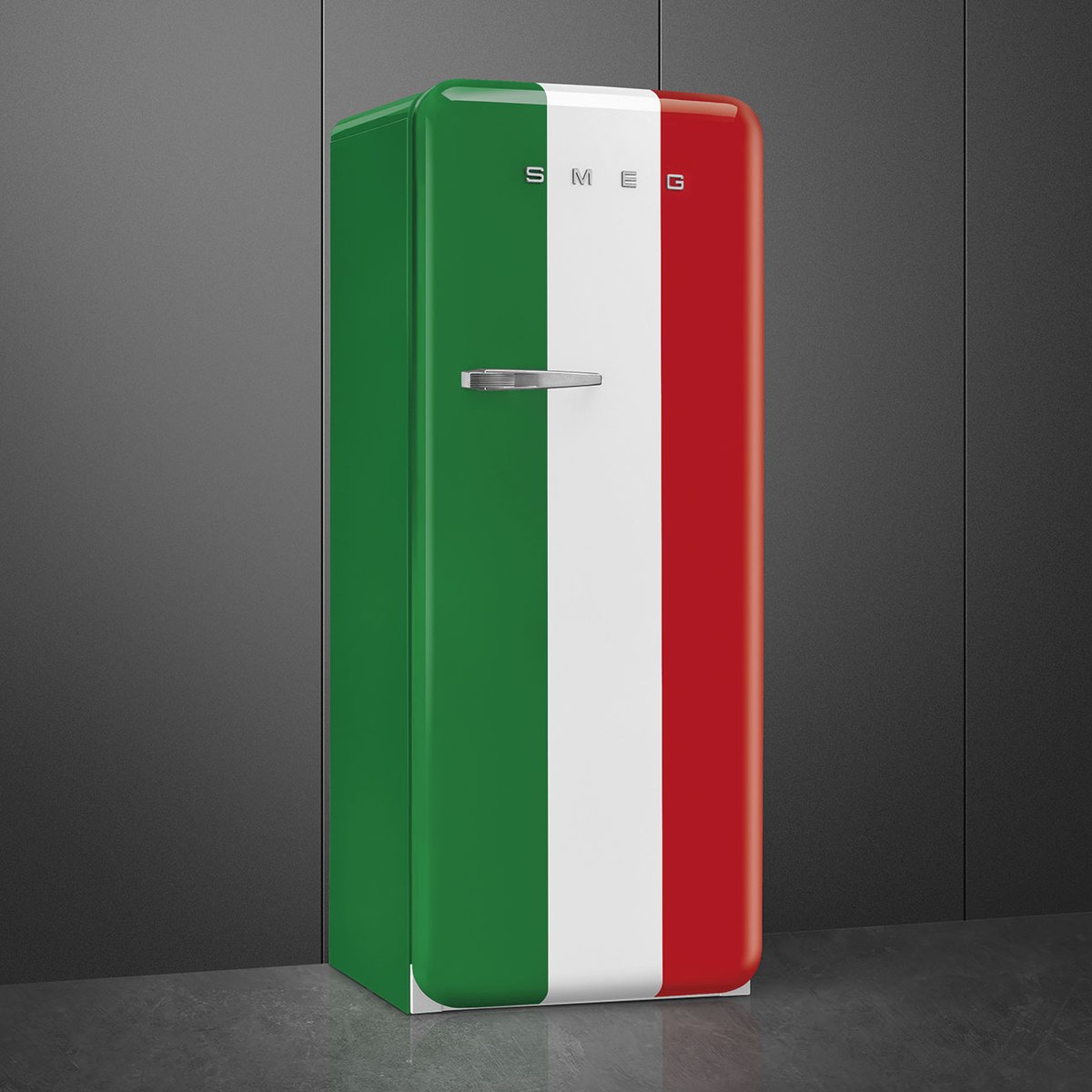 Réfrigérateur 1 porte poignée à gauche FAB28 drapeau italien brillant, SMEG