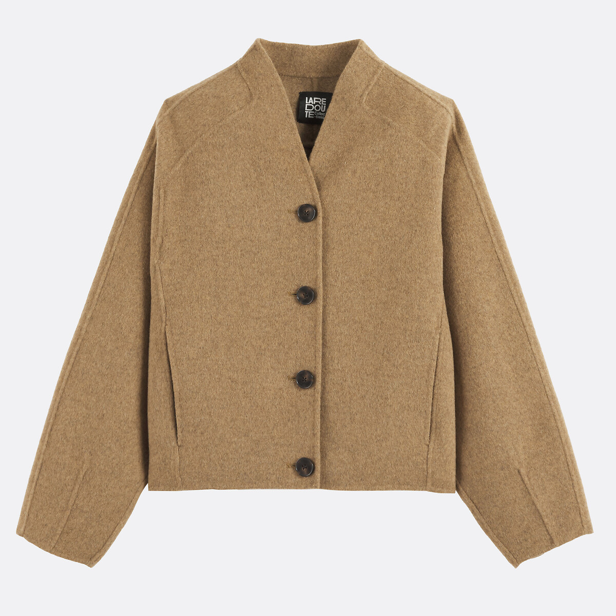Manteau court, fait main, 57% laine vert bronze, LA REDOUTE COLLECTIONS