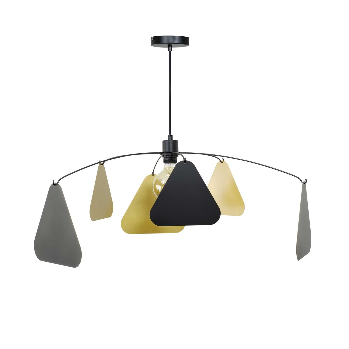 Suspension métal, Ø 70 cm, Attom noir et doré, C-CREATION