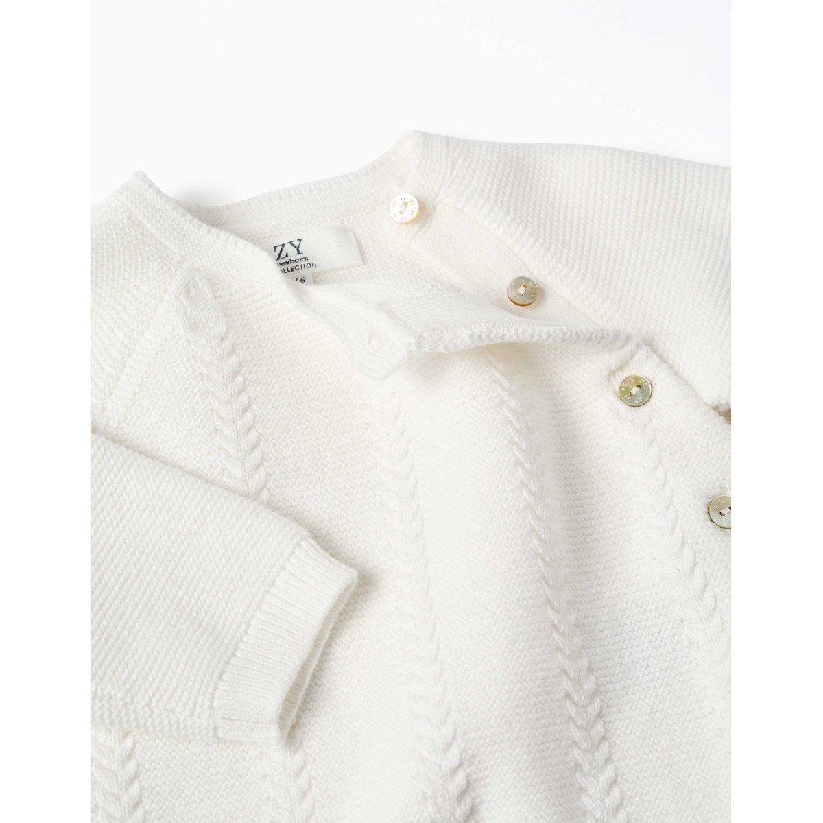 Ensemble 3 pièces en maille de coton blanc, ZIPPY