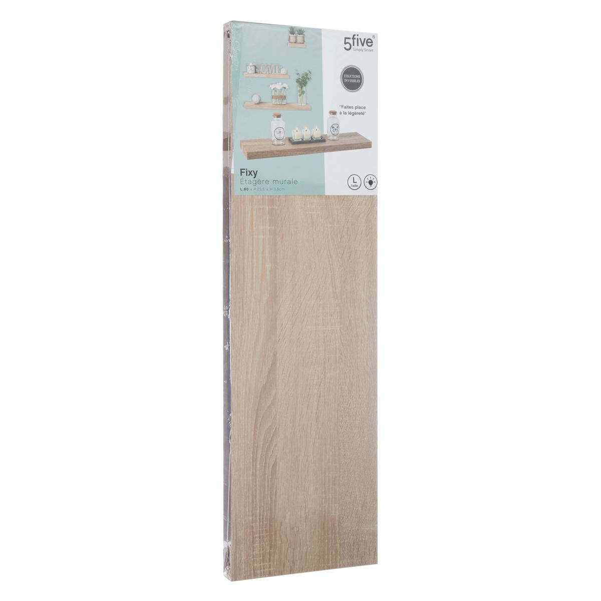Etagère murale effet bois à fixation invisible FIXY beige, 5FIVE SIMPLY SMART