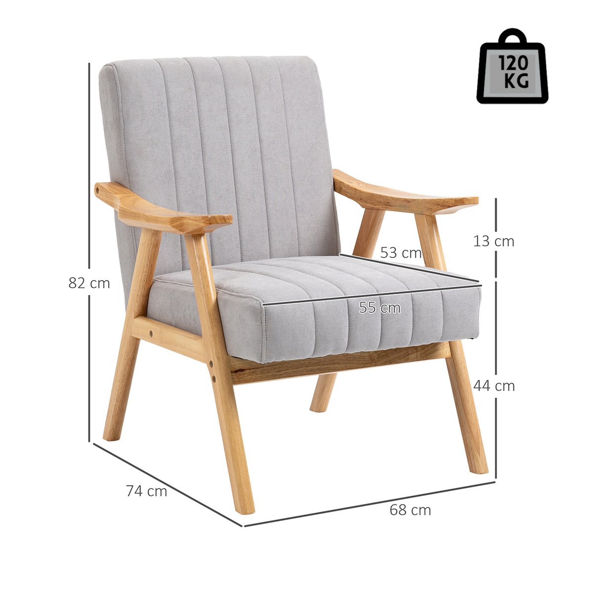 Fauteuil moderne en tissu chenille, RAMONB gris, MEUBLES COSY