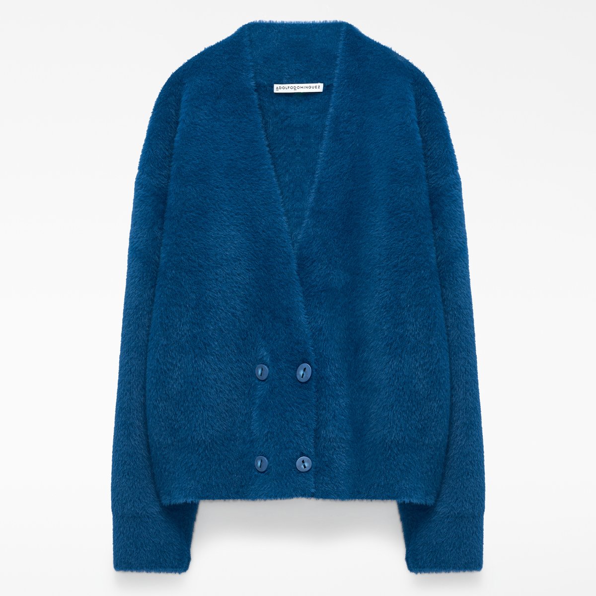 Veste imitation fourrure à face transversale bleu, ADOLFO DOMINGUEZ