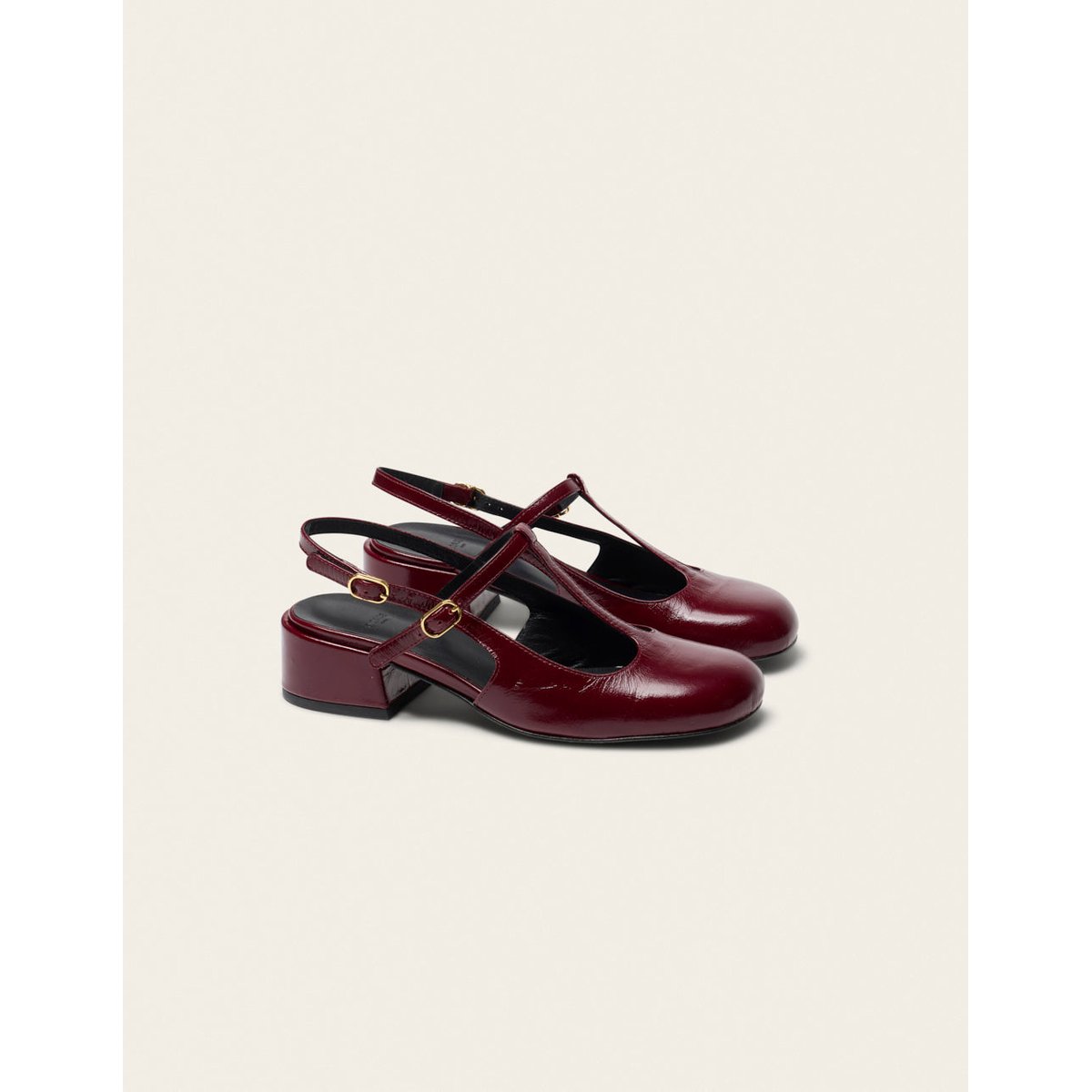 Escarpins RYLA cuir plissé verni bordeaux, ODAJE