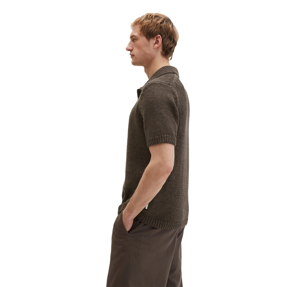 Pull à manches courtes regular en fil à bandelettes lâche marron foncé, MARC O'POLO