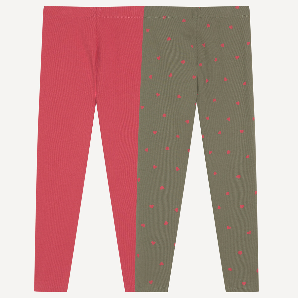 Lot de 2 leggings côtelés rose + imprimé kaki, LA REDOUTE COLLECTIONS