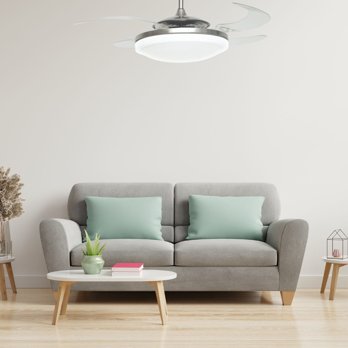 Ventilateur  plafond  EVO gris -  transparent, BOUTICA-DESIGN