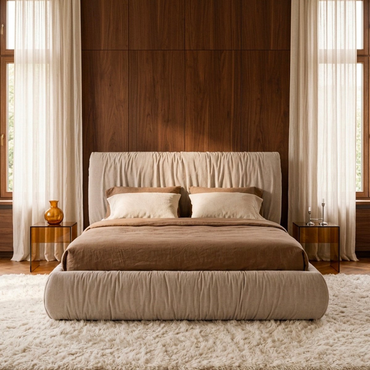 Lit coffre en tissu 160x200cm- LIVIA beige, DRAWER