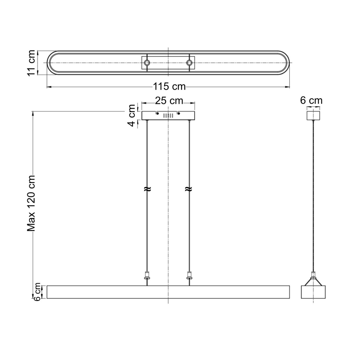 Suspension linéaire LED moderne - OSWIN noir, KOSILUM