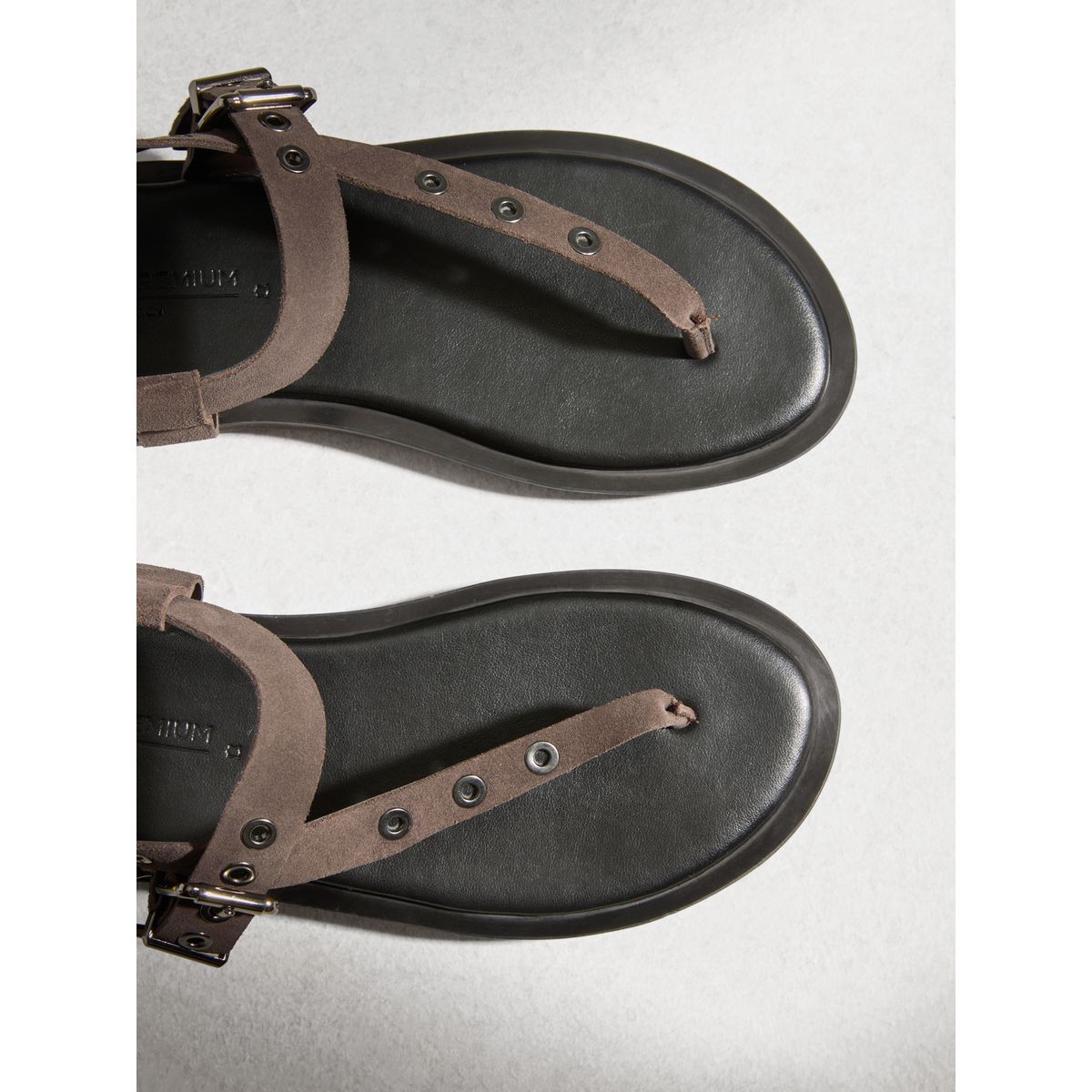 Sandales en cuir asymétriques n. premium gris/marron, NEXT