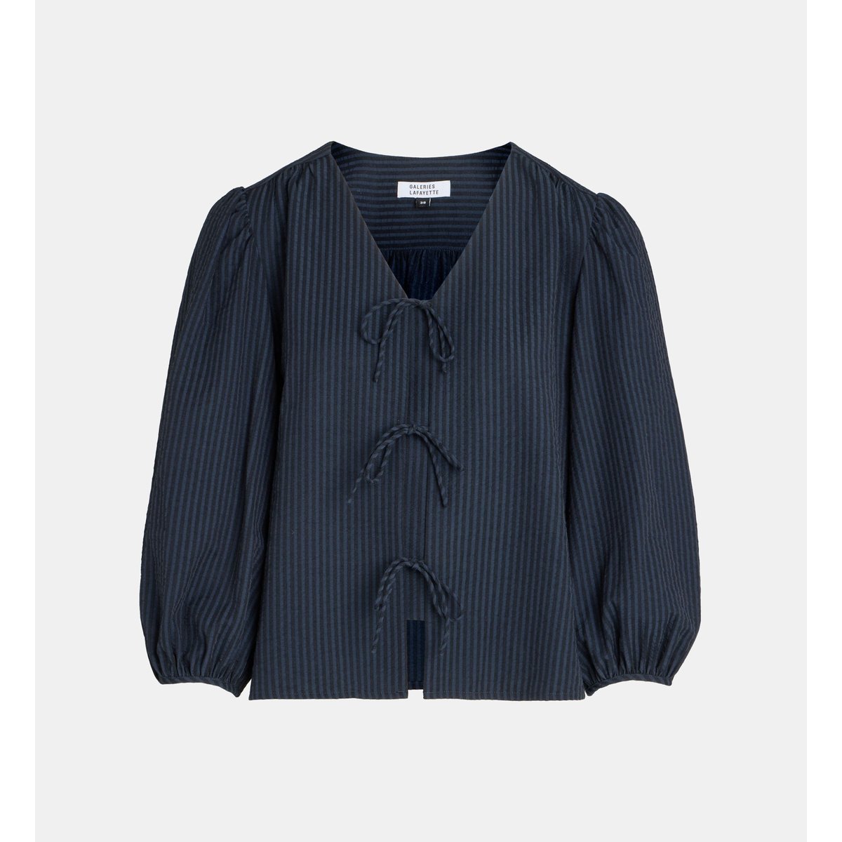 Top droit filou re rayé seersucker bleu marine, GALERIES LAFAYETTE