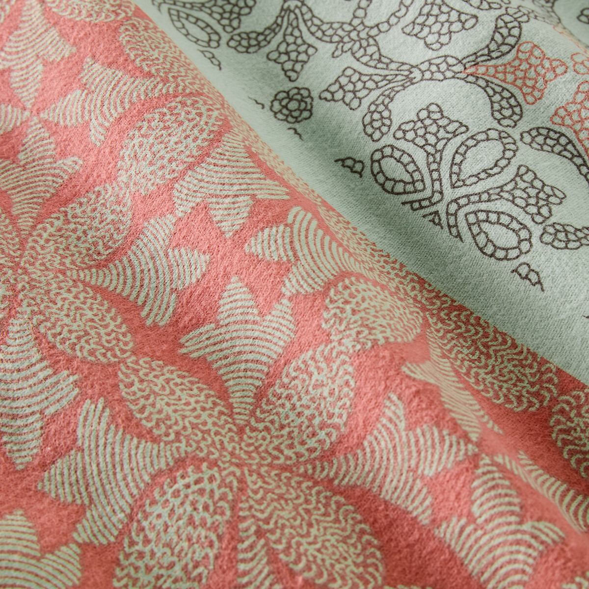 Taie oreiller flanelle, Bergame gris/vert/violet/rose, SO'HOME