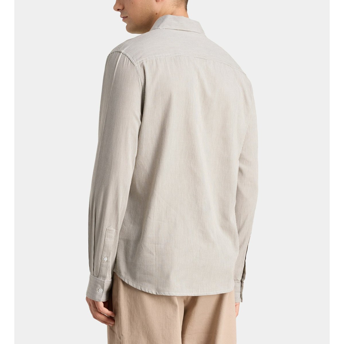 Chemise 3 rayée en coton blanc et kaki, GALERIES LAFAYETTE