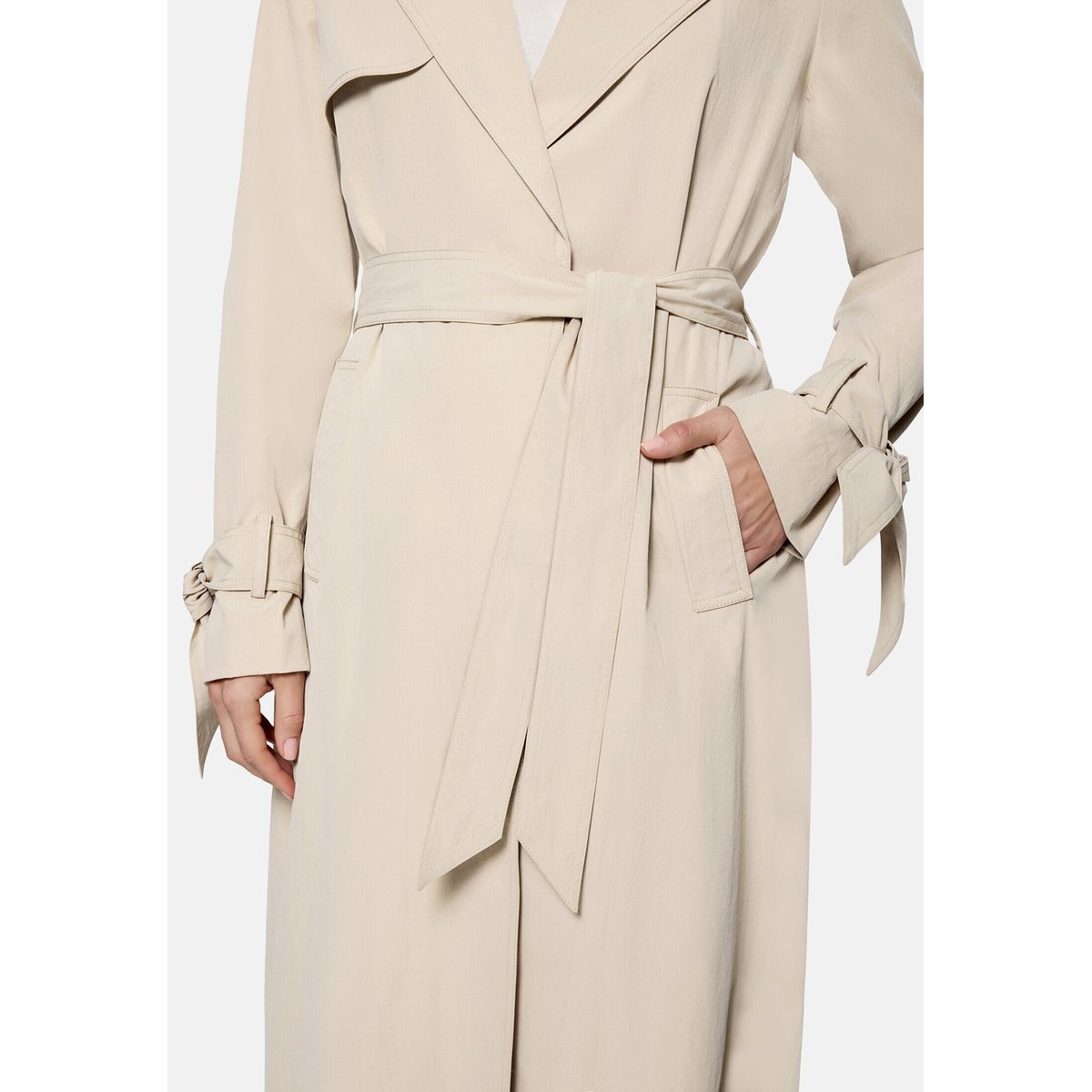Manteau de mi-saison à ceinture à nouer light sand, ZERO