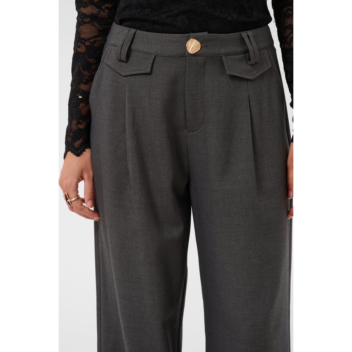 Pantalon de costume gris dark grey melange, CREAM
