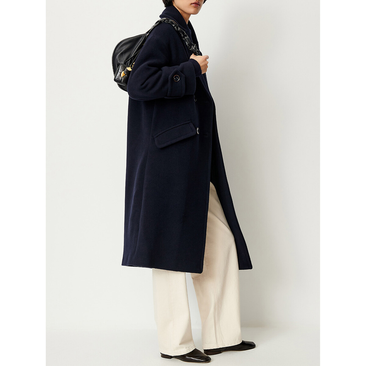 Manteau en laine majoritaire à double boutonnage, MIA marine, SESSUN