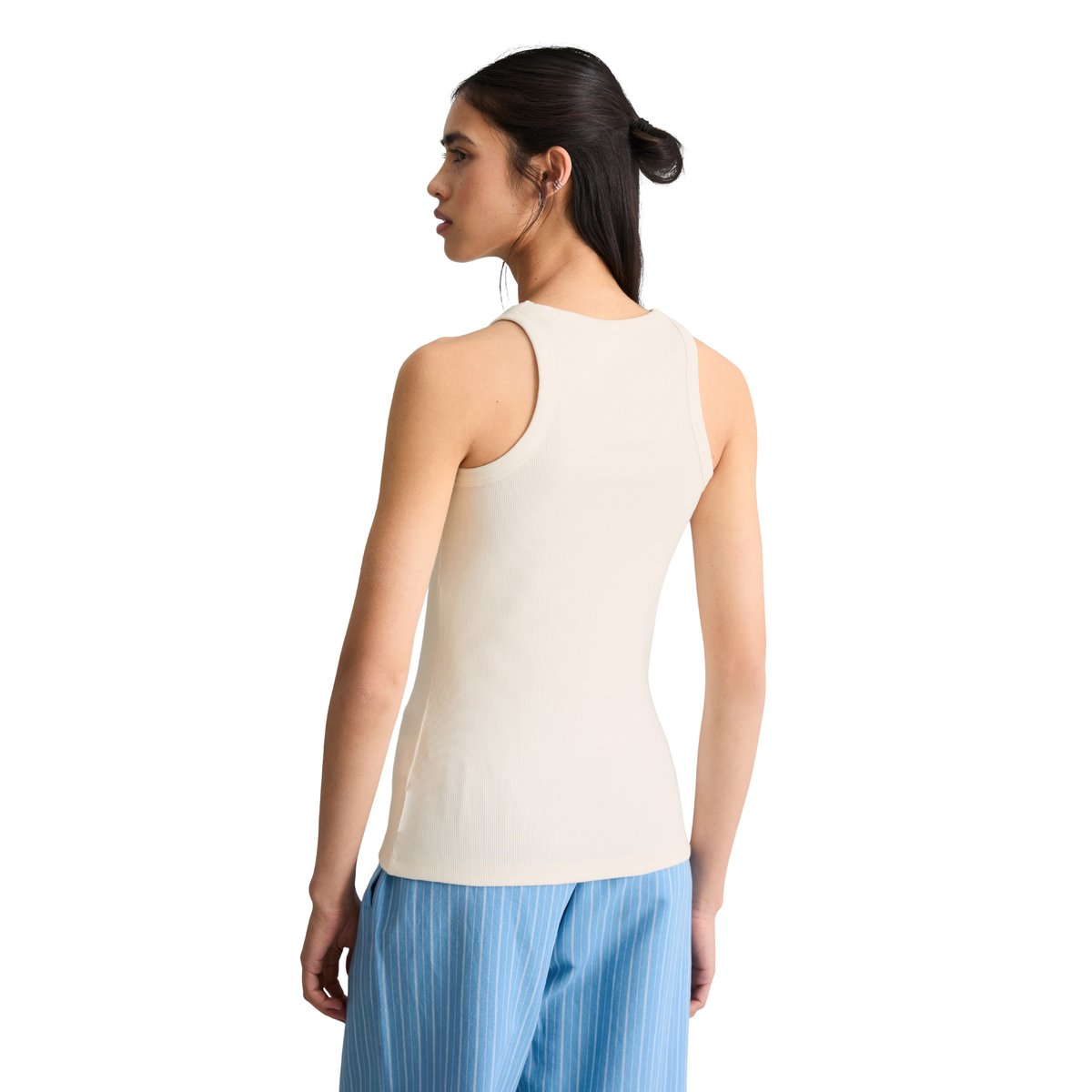 Top côtelé DfC slim en pur coton organique blanc, MARC O’POLO DENIM