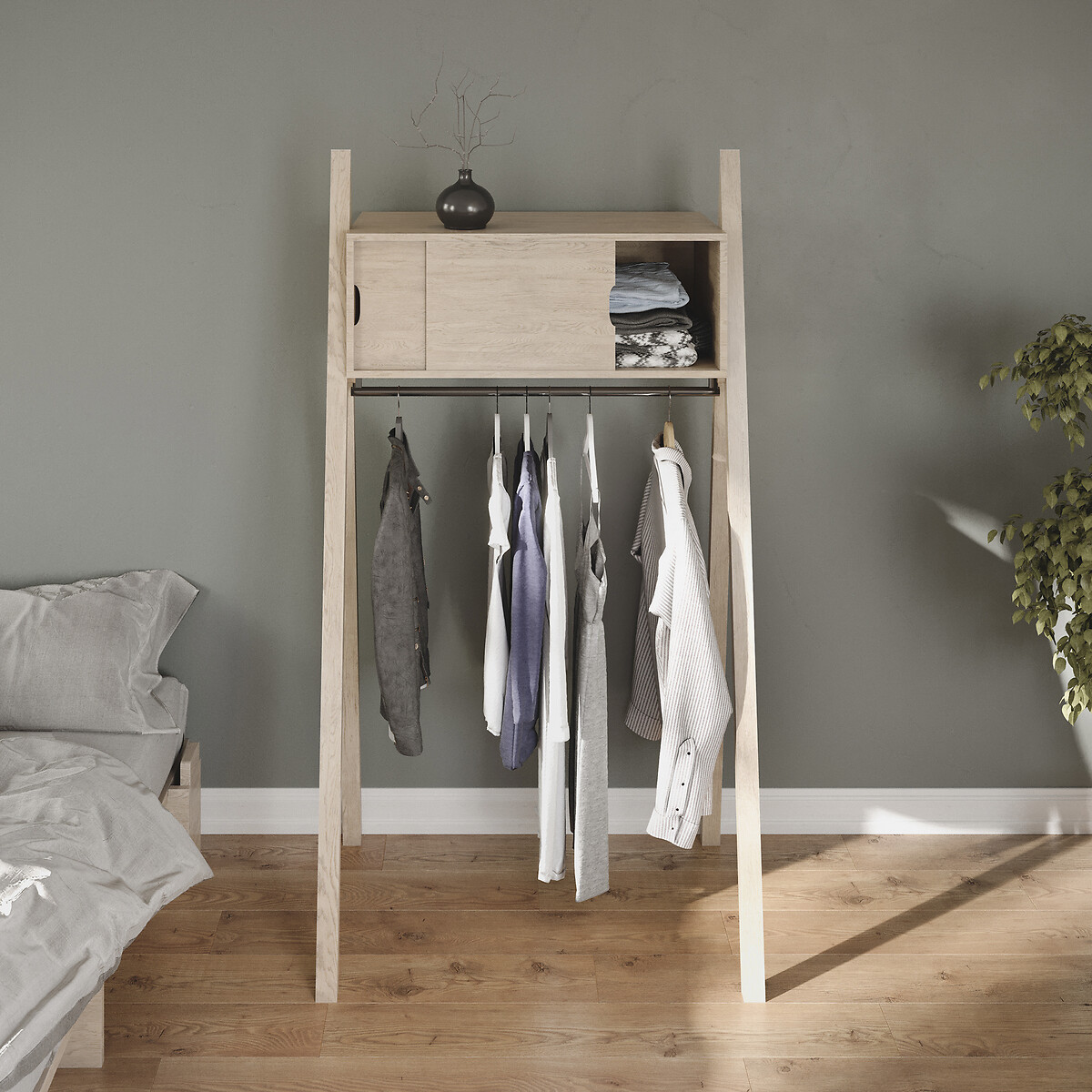 Portant en bois massif avec portes - Everlasting beige, EUROPE & NATURE