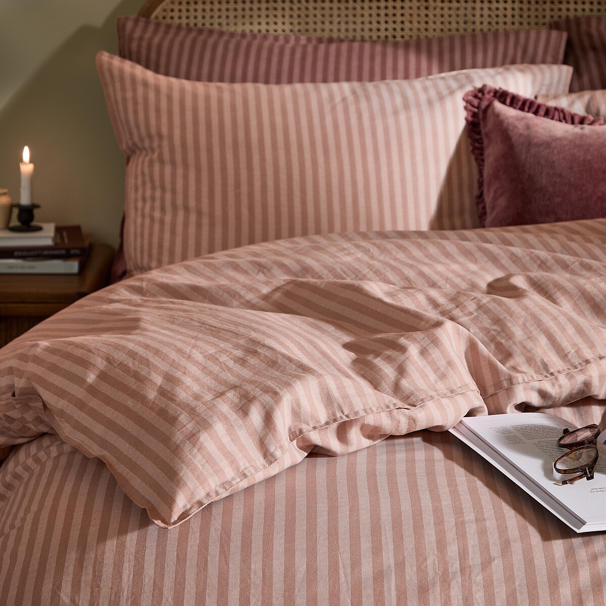 Marlow Stripe 100% Cotton Duvet Cover and Pillowcase Set maple, YARD