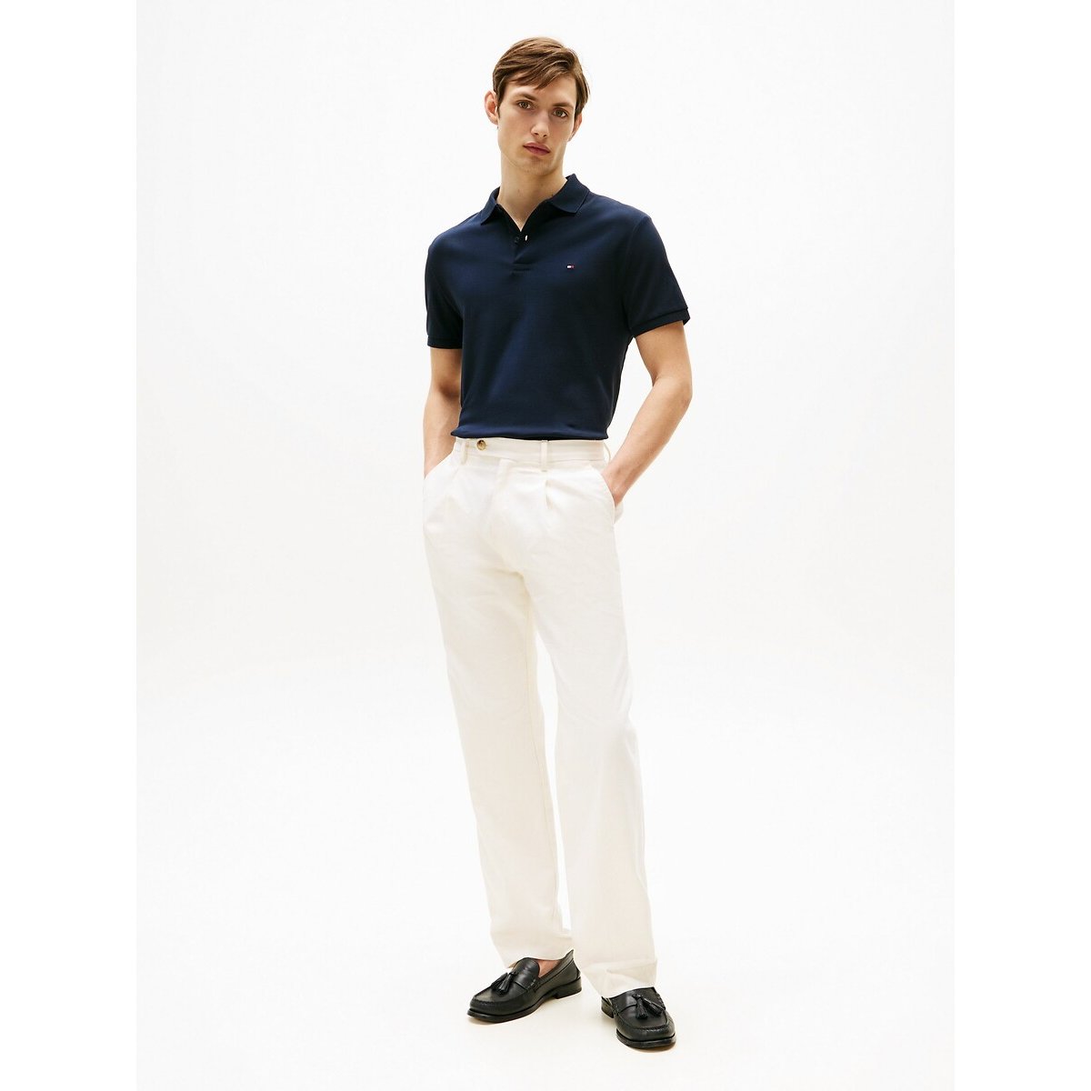 Regular fit cotton polo shirt with short sleeves navy, TOMMY HILFIGER