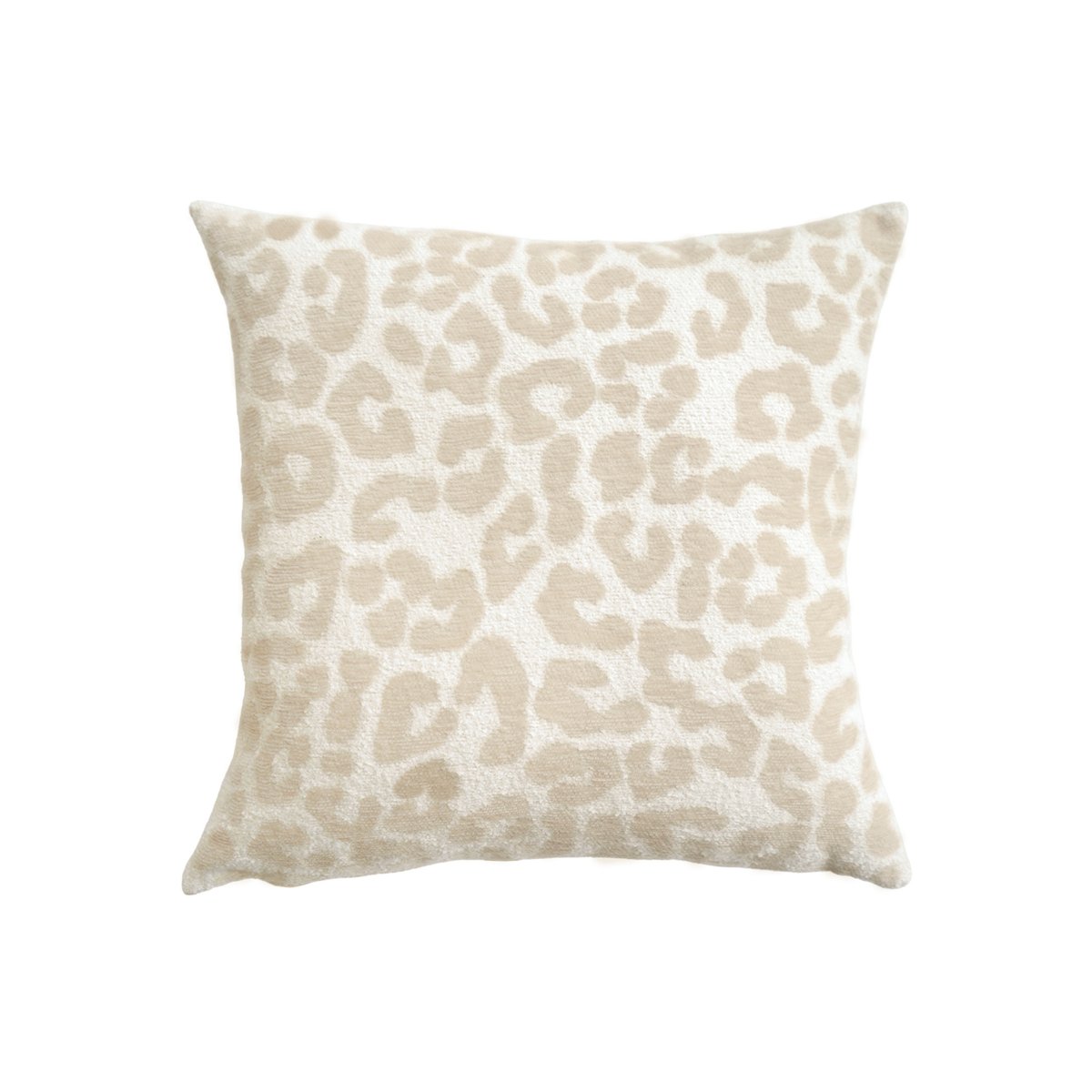 Coussin décoratif carré en jacquard chenille à motif léopard naturel, DOUCEUR D'INTÉRIEUR
