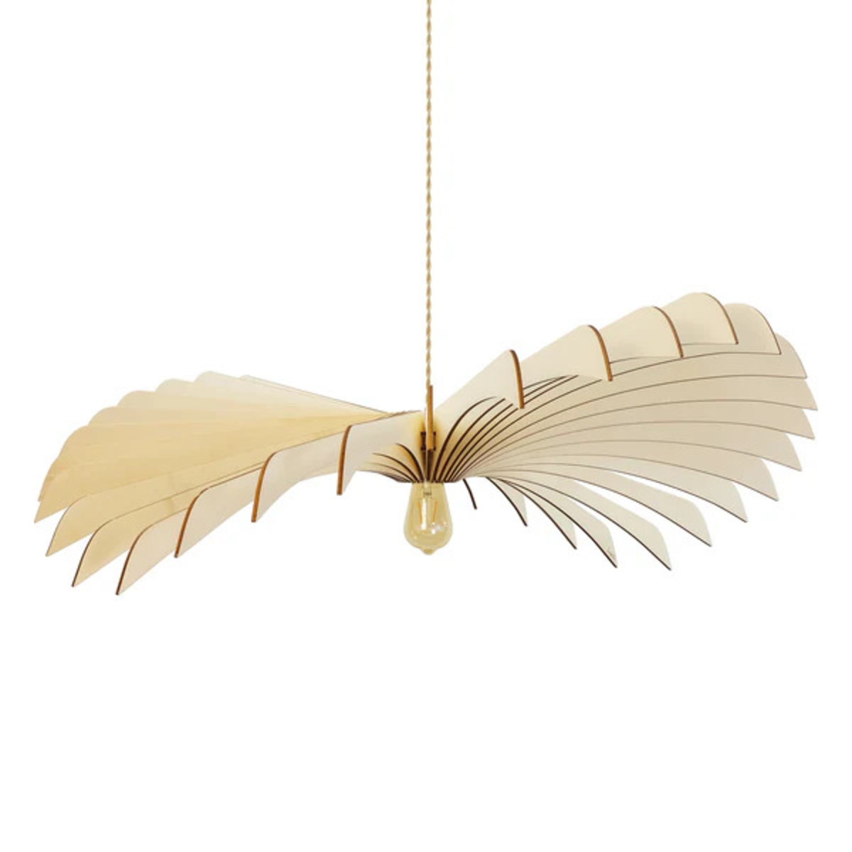 Suspension en bois de peuplier AIGLE bois clair - câble chanvre, ATELIER LOUPIOTE