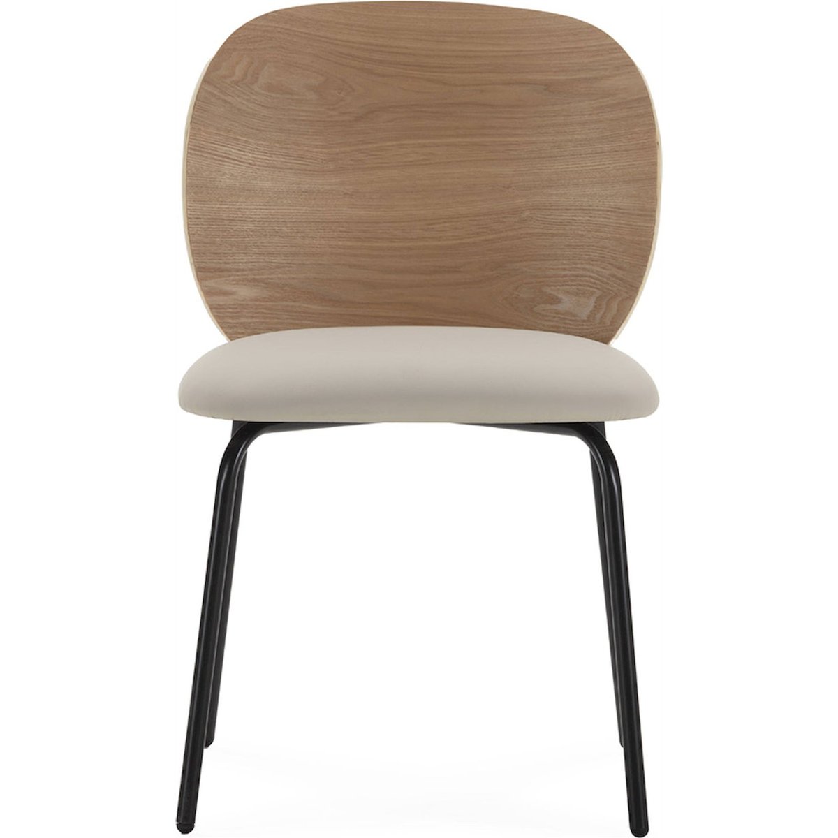 Chaise en frêne et tissu design moderne naturel, noir et beige, RECOLLECTION