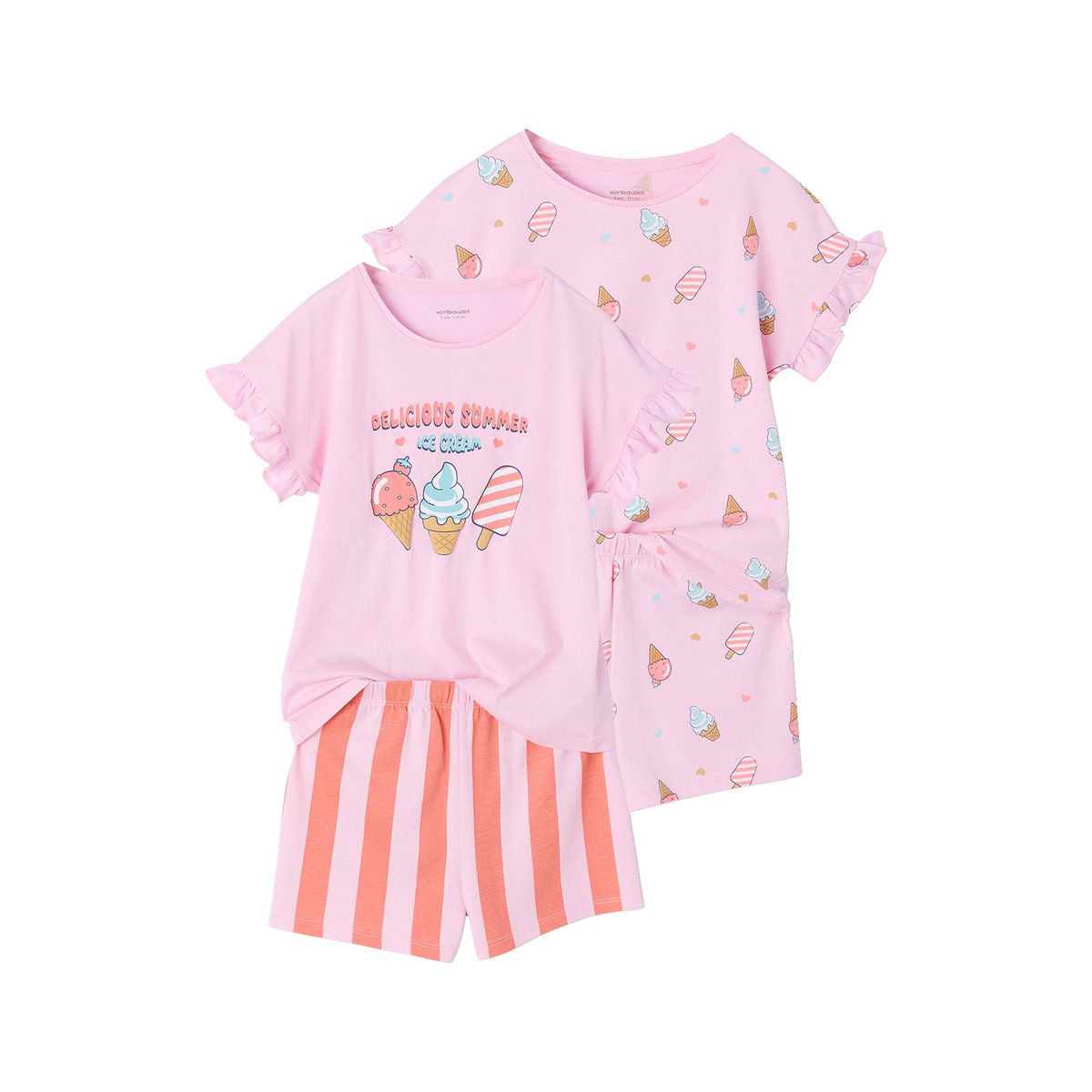 Lot 2 pyjashort manches courtes rose, VERTBAUDET