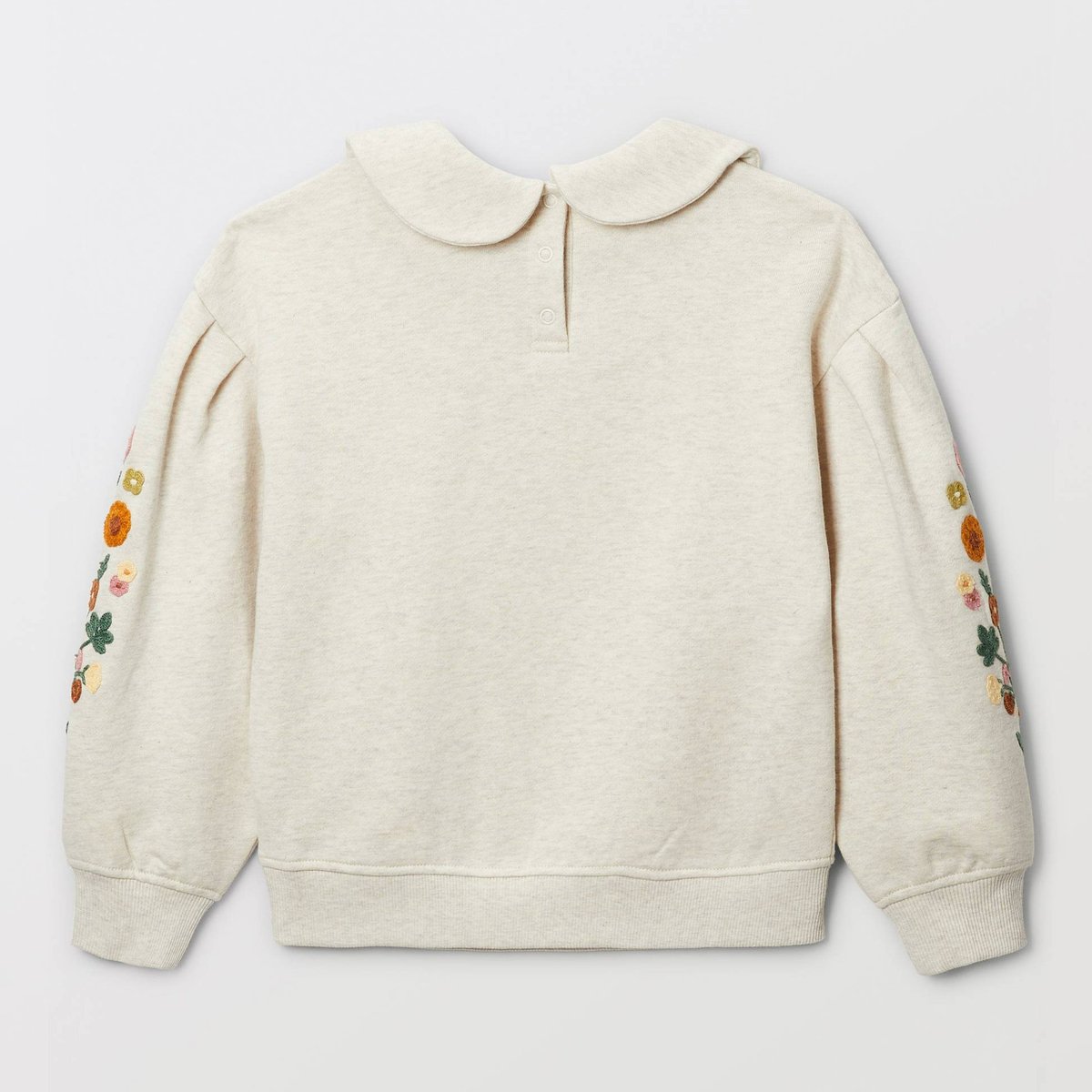 Sweat col claudine brodé beige clair melange, MONOPRIX