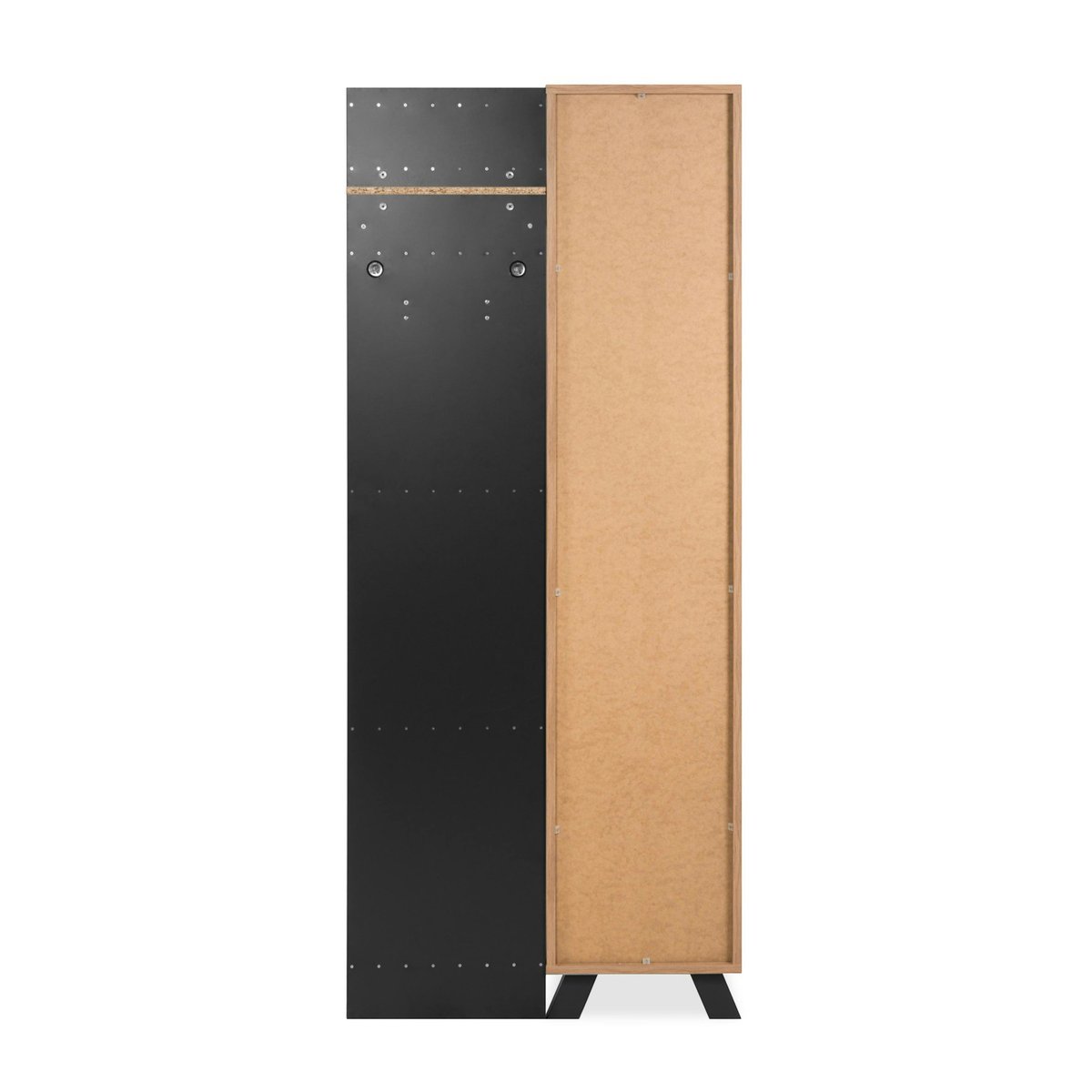 Vestiaire d'entrée moderne 1 porte avec miroir ALVA bois naturel, PIER IMPORT