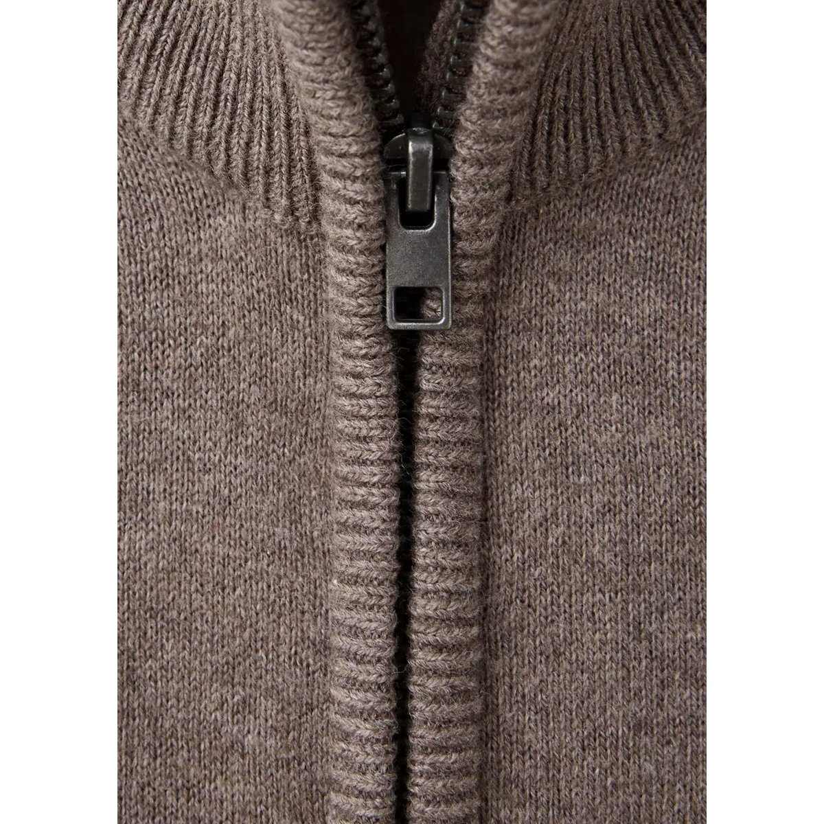 Cardigan maille fermeture Éclair marron, MANGO KIDS