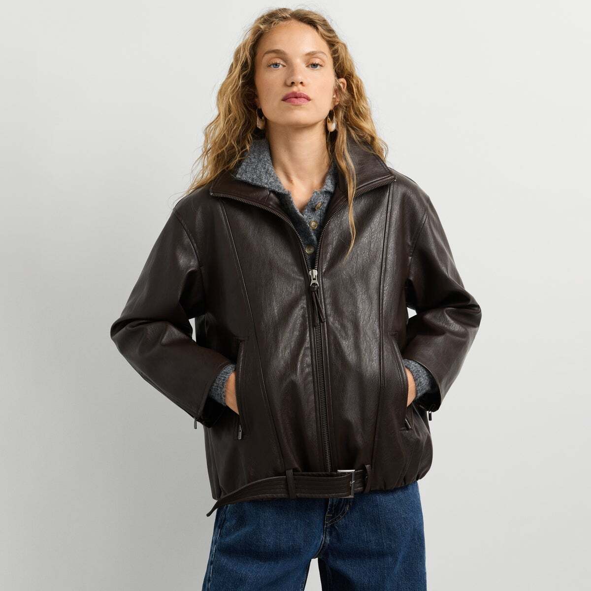 Veste Effet Cuir brun de trail, PEPE JEANS