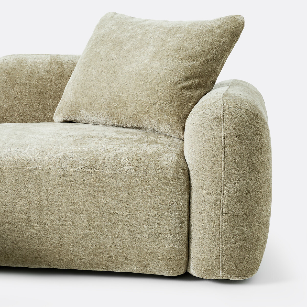 Canapé modulable, d'angle gauche, avec méridienne, en chenille épaisse, AMAD vert sauge, LA REDOUTE INTERIEURS