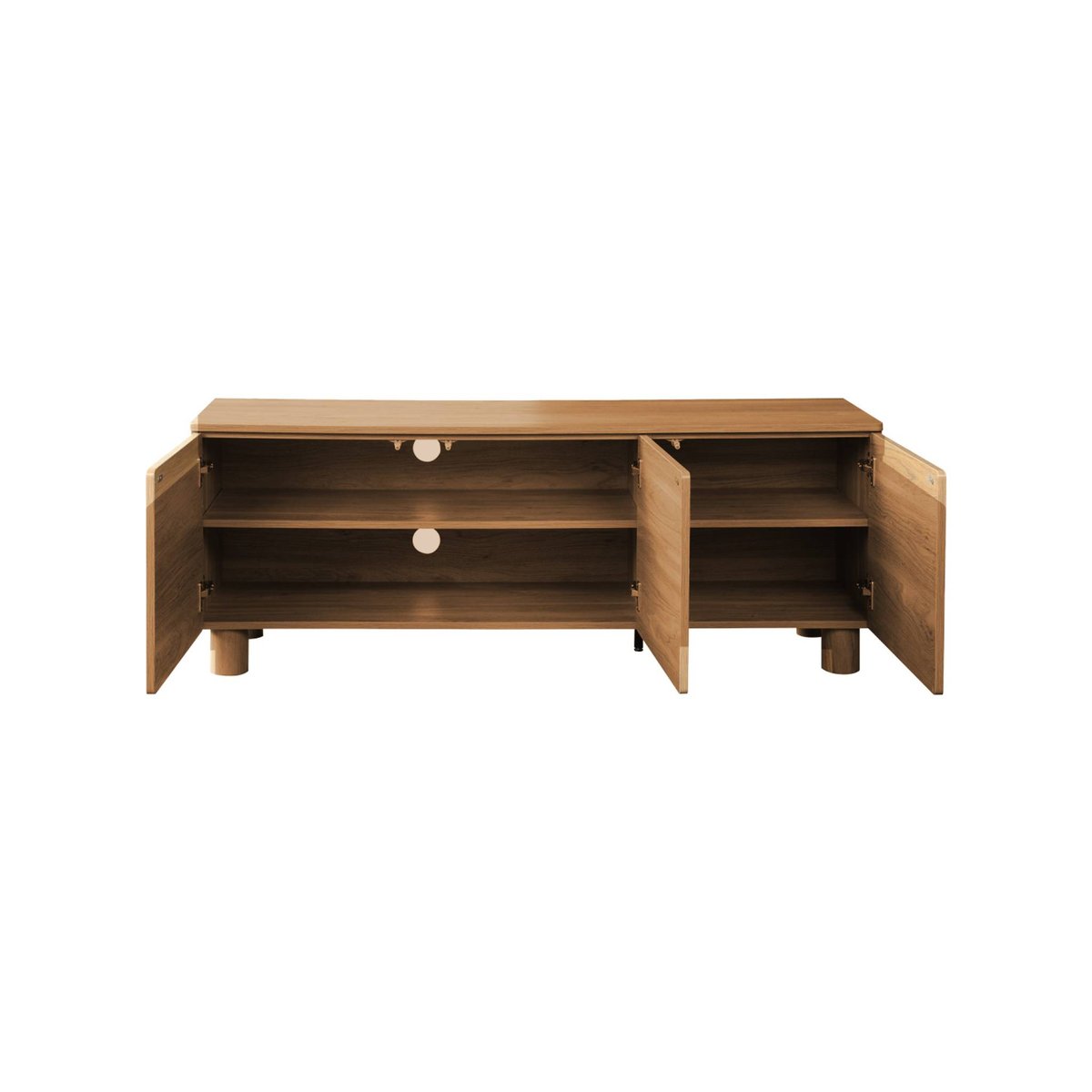 Meuble TV décor bois 3 portes 140cm AYANA bois de noisetier, SWEEEK