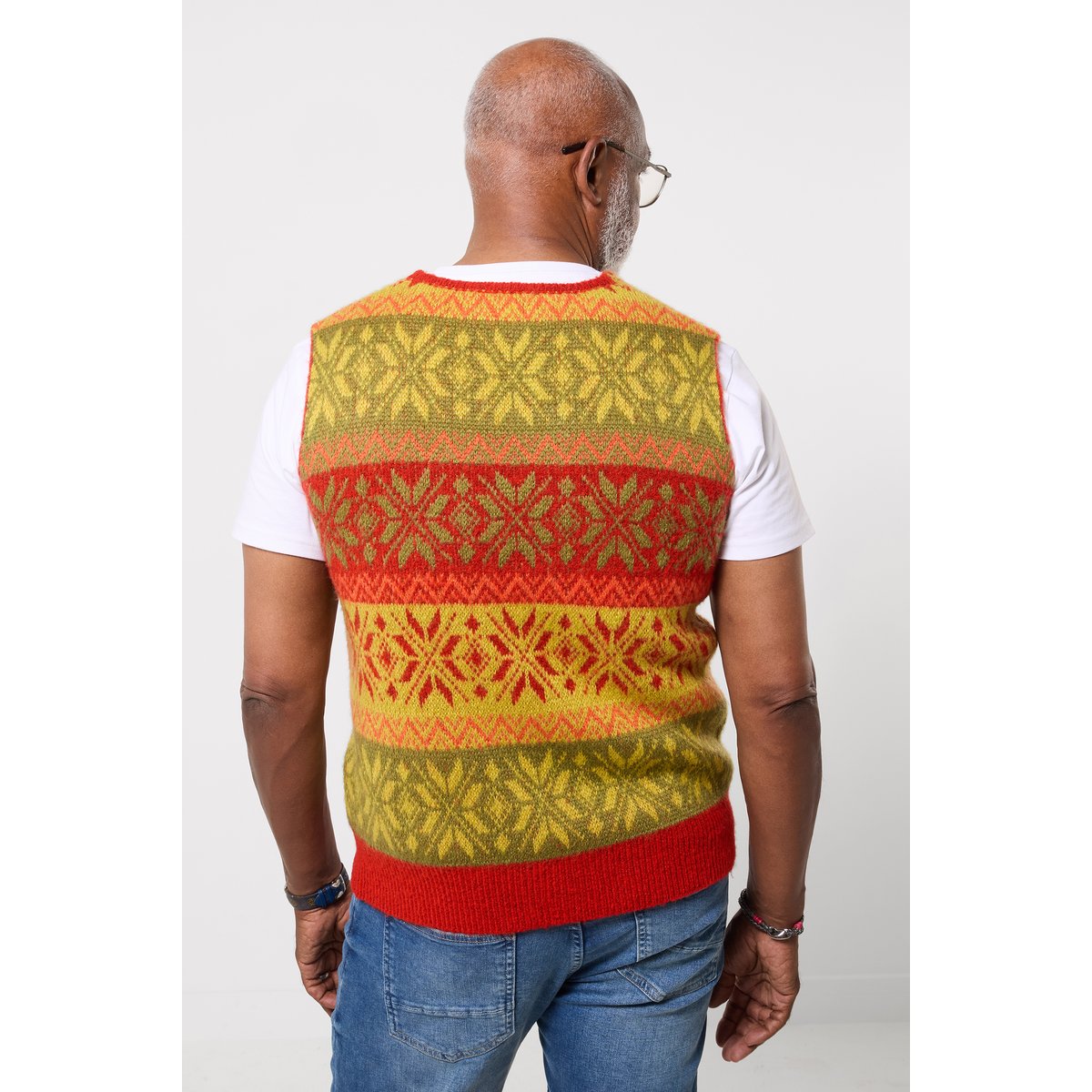 Veston Funky en Maille Jacquard Fair Isle multicolore, JOE BROWNS