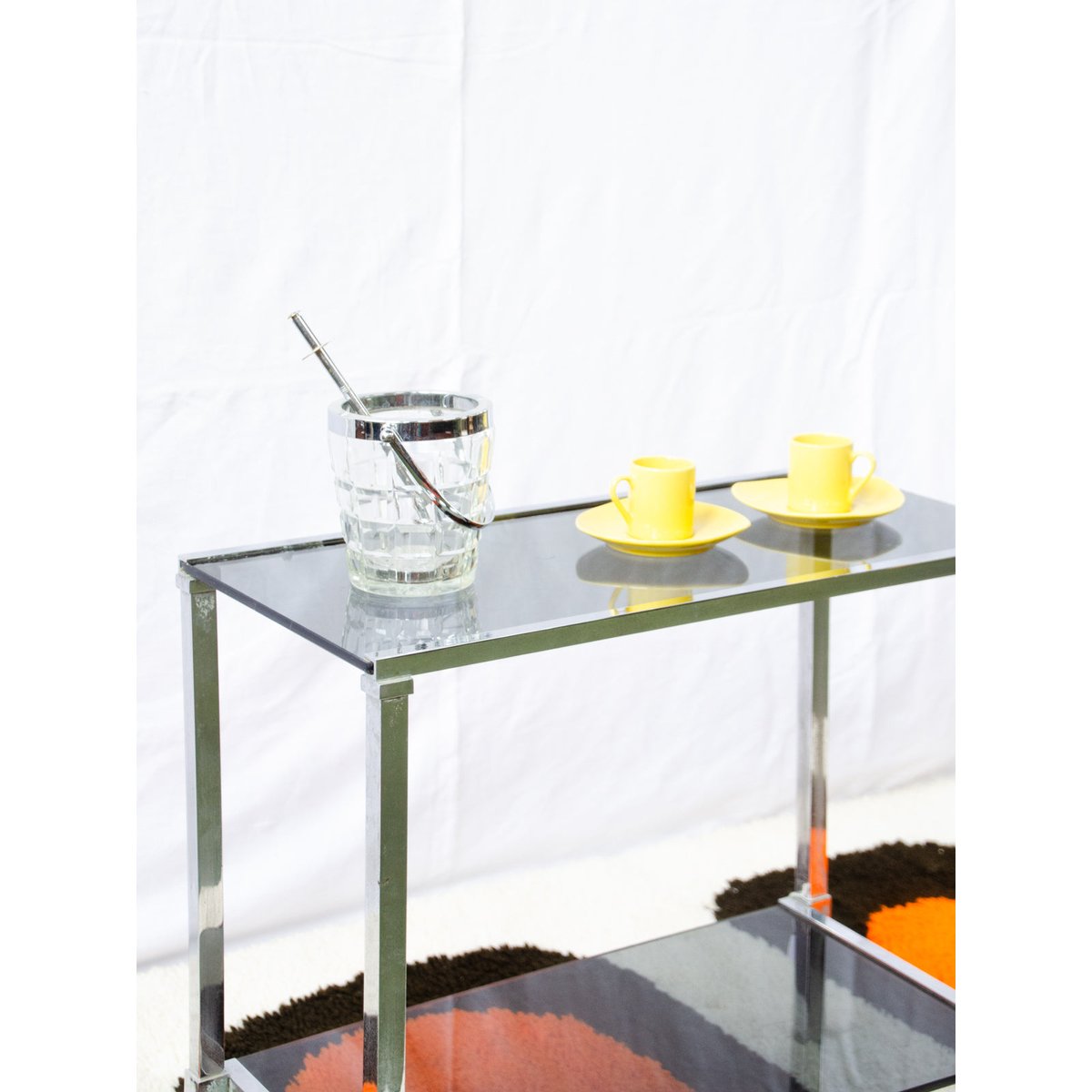 Table d'appoint verre fumé Hanna N°1619 - Bon état transparent, DEBONGOUT