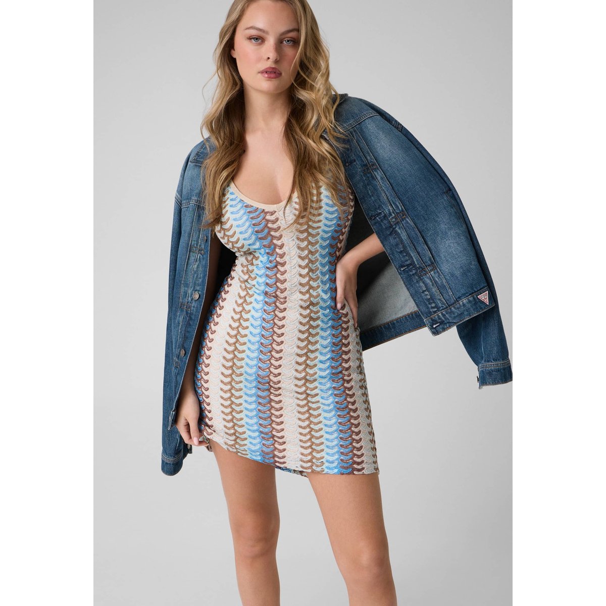 Mini Tricoté Dress blau multi, GUESS