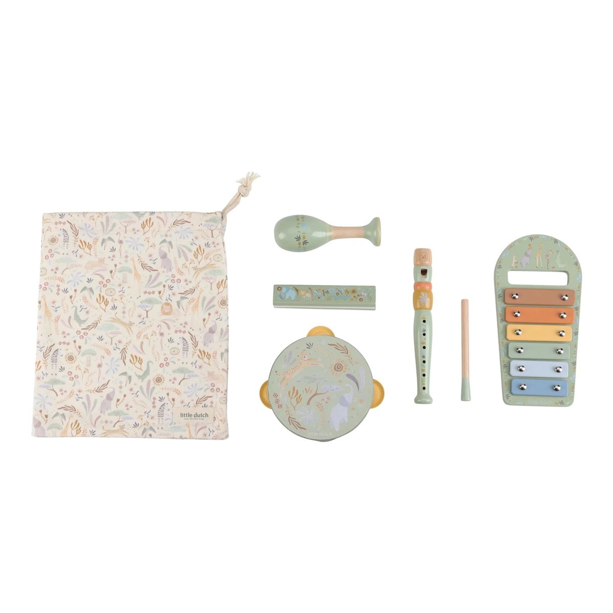 Set de musique vert, multicolore, bois, LITTLE DUTCH
