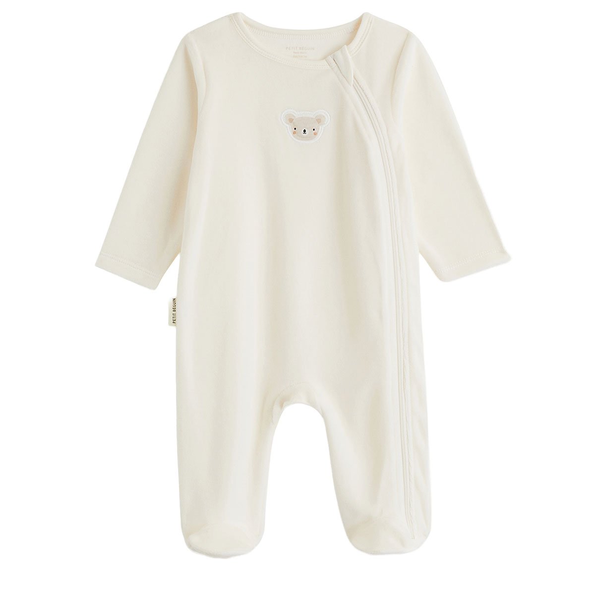Lot de 2 pyjamas bébé en velours ouverture zippée rose, PETIT BEGUIN