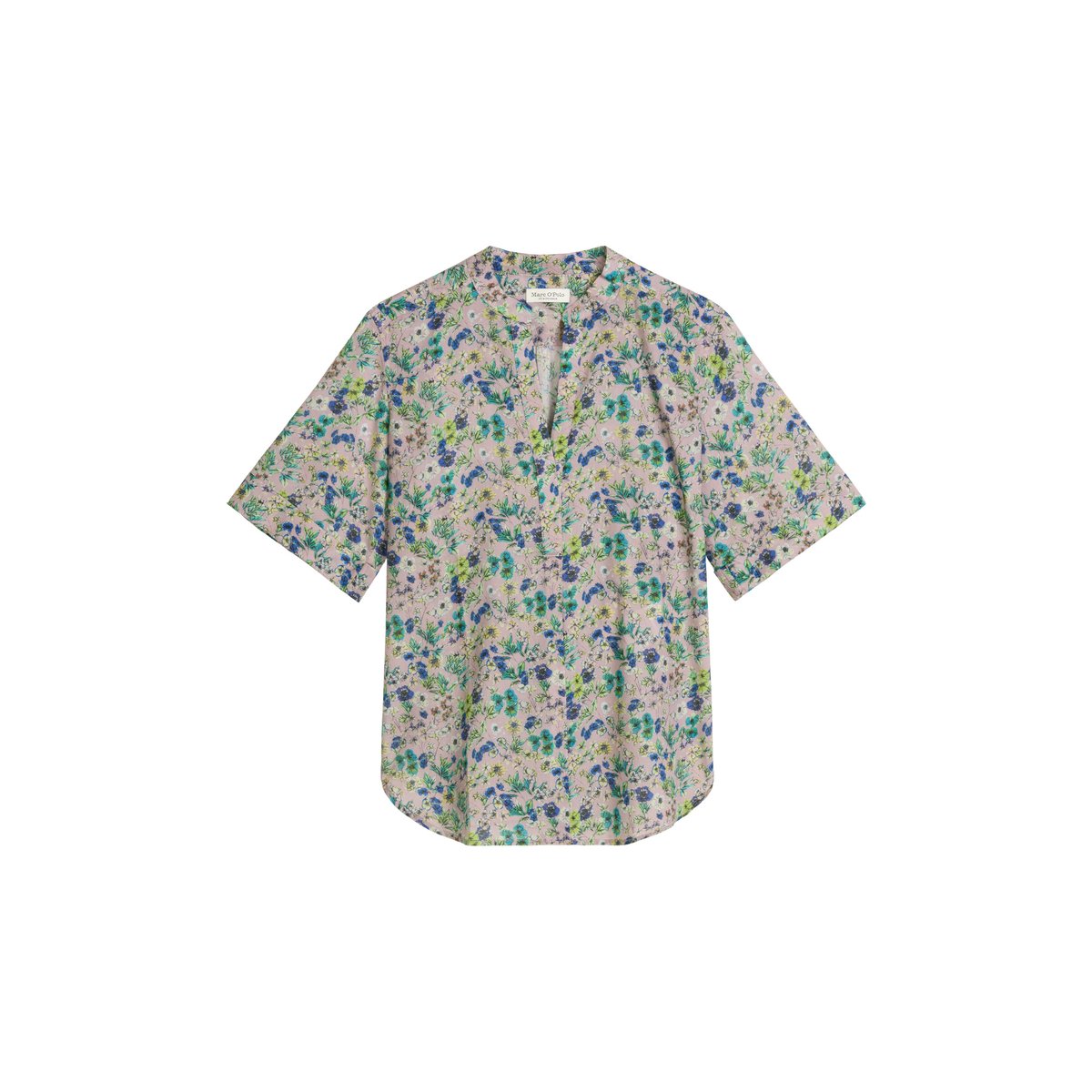 Blouse relaxed en voile de coton imprimé rose, MARC O'POLO