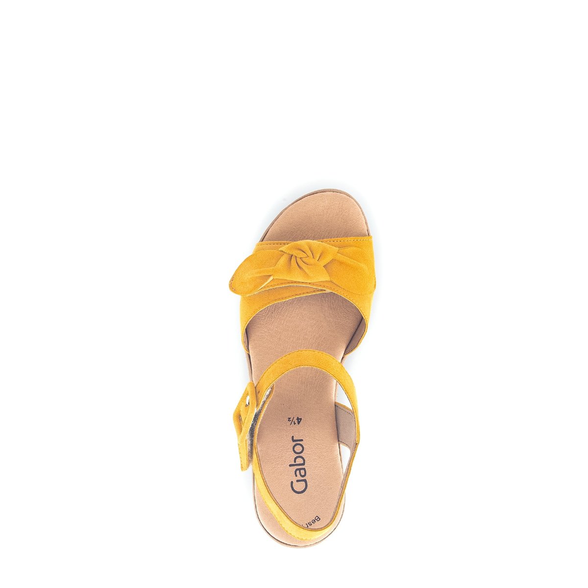Sandales en cuir velours à talon compensé jaune velours, GABOR