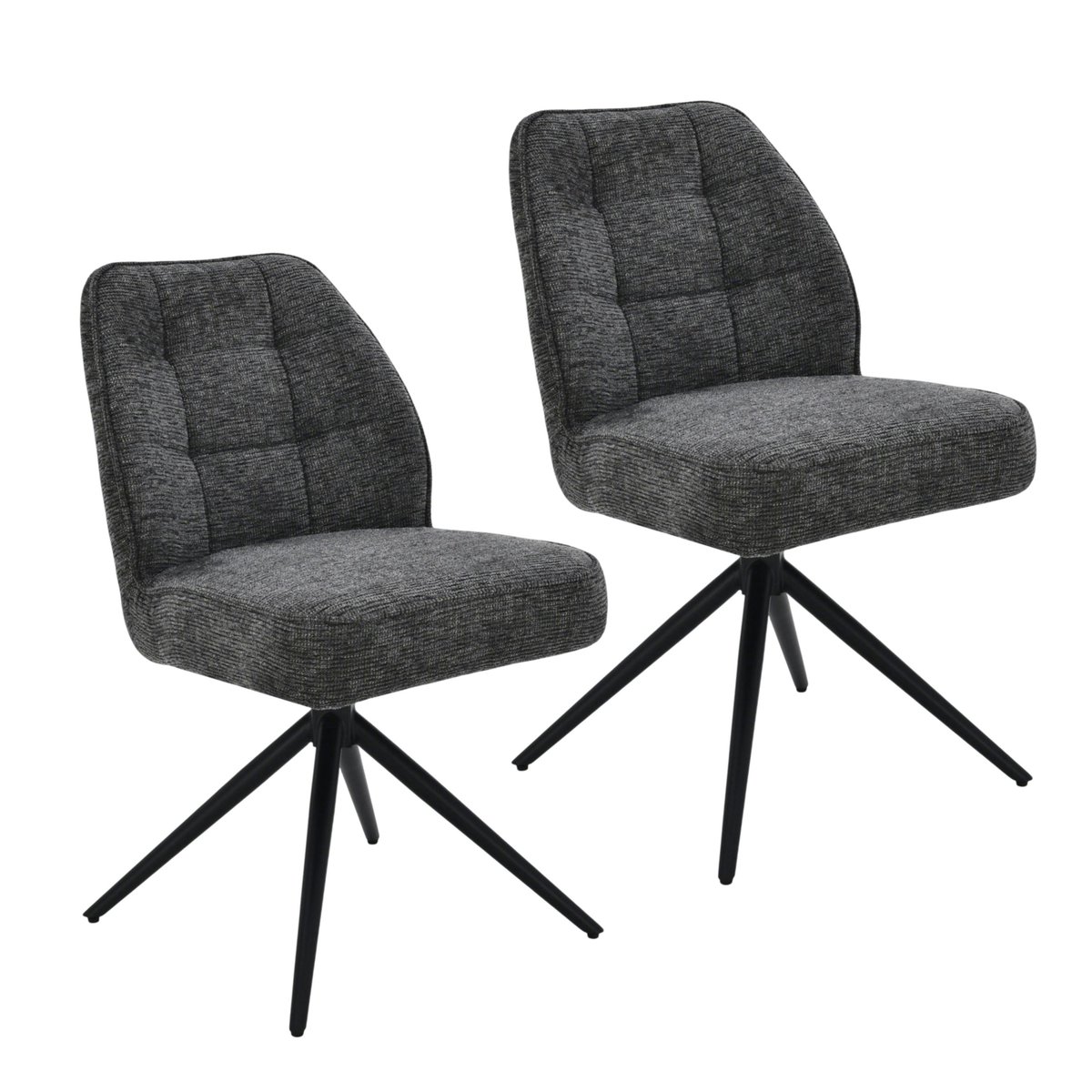 Chaise pivotante en tissu, assise épaisse (lot de 2) LUGANO gris, PIER IMPORT