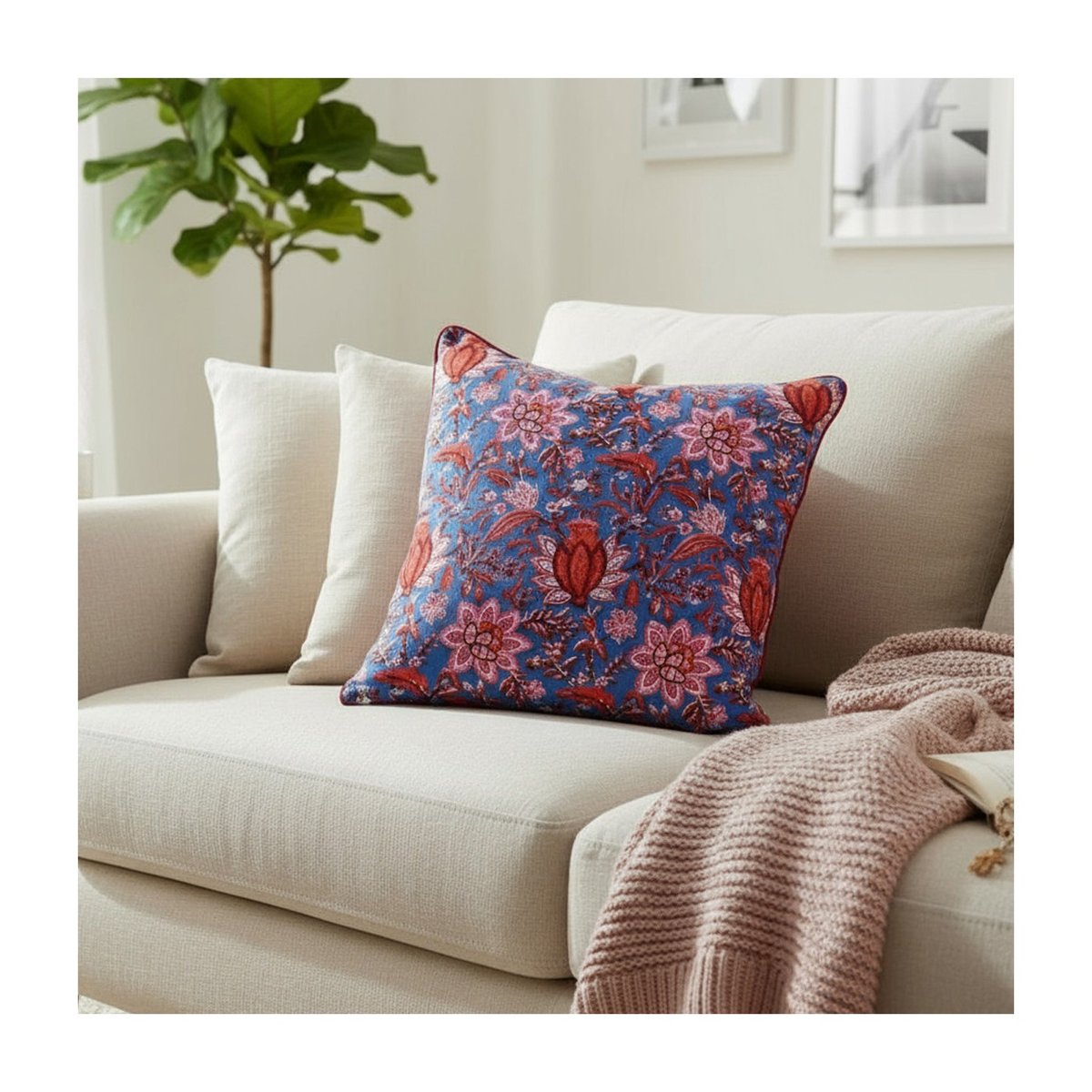 Housse de coussin Firdaus bleu, rouge, rose, blanc, bordeaux, ARCHIV