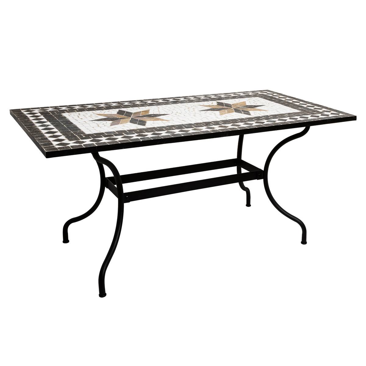 Table à manger rectangulaire mosaïque KIPOS noir, ATMOSPHERA