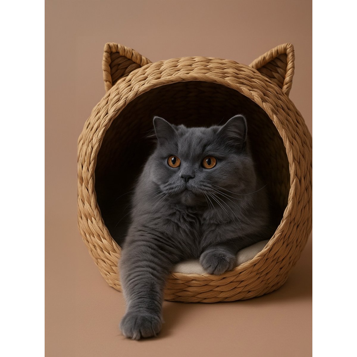 Panier pour chat en jacinthe d'eau couleur unique, VERTBAUDET