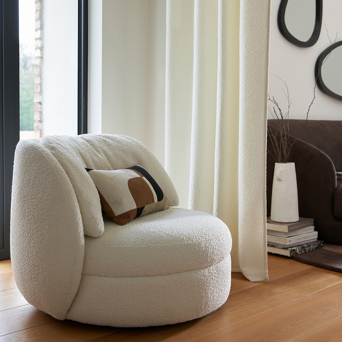 Fauteuil pivotant bouclette, Rondaya ecru, LA REDOUTE INTERIEURS