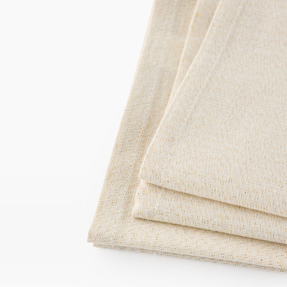 Lot de 2 - Serviettes fil textile or et finition fantaisie, 40x40cm, coton blanc, MONOPRIX MAISON
