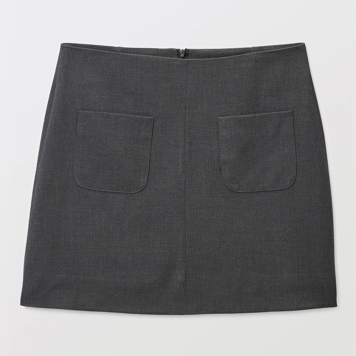 Jupe courte unie avec poches gris fonce anthracite, MONOPRIX