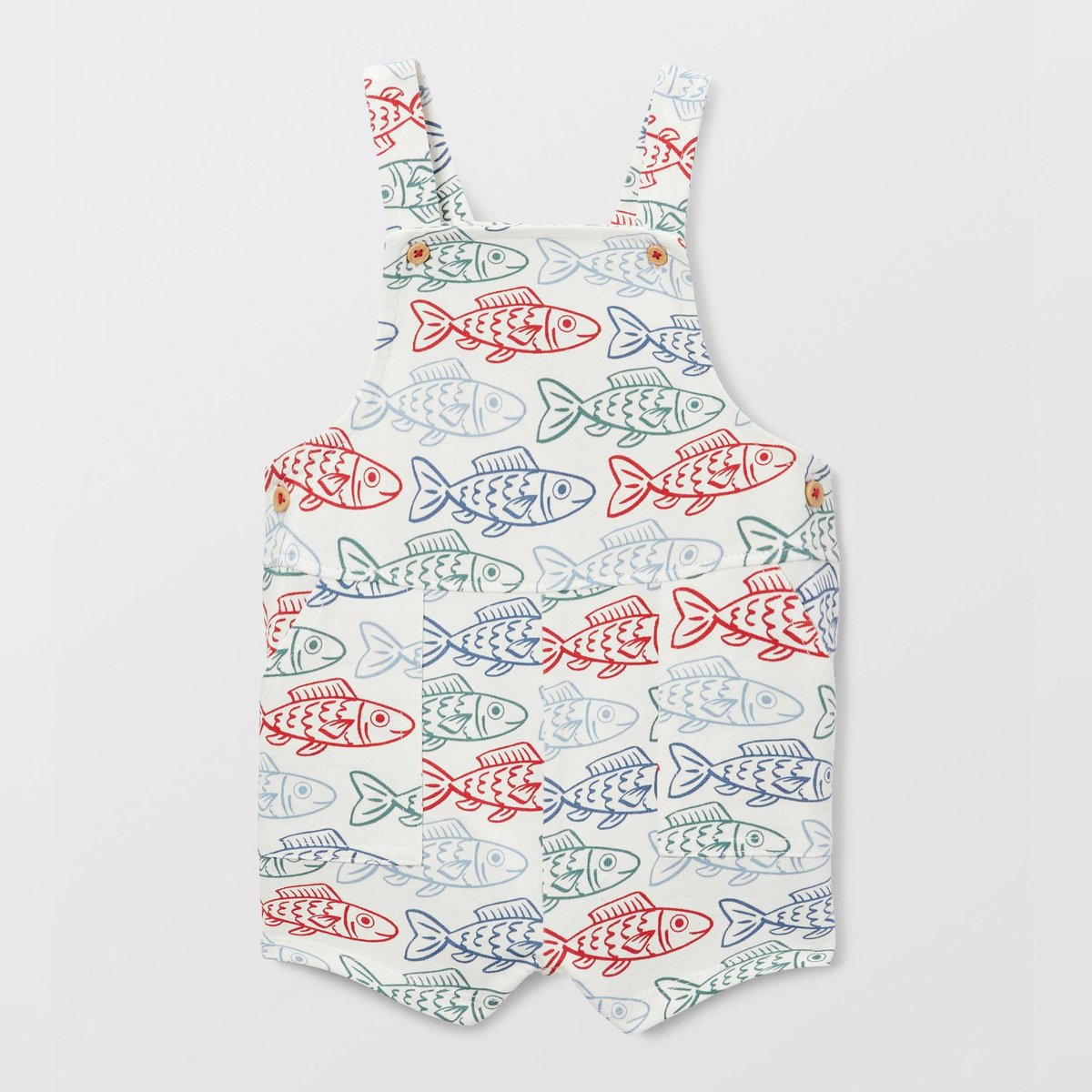 Salopette courte imprimée en coton BIO GOTS naturel, BOUT'CHOU