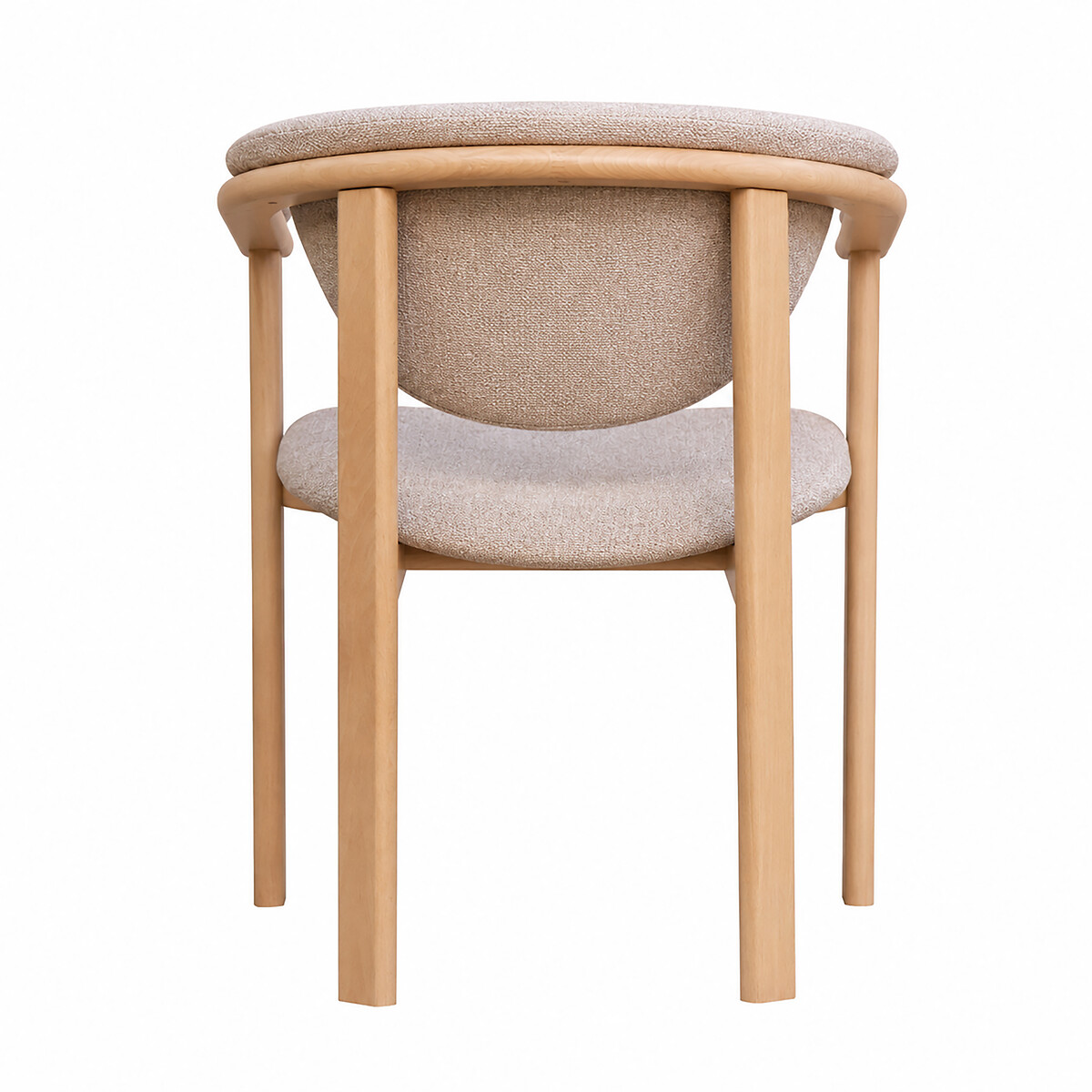 Chaise design en bois massif avec accoudoirs – Assise et dossier rembourrés beige, EUROPE & NATURE
